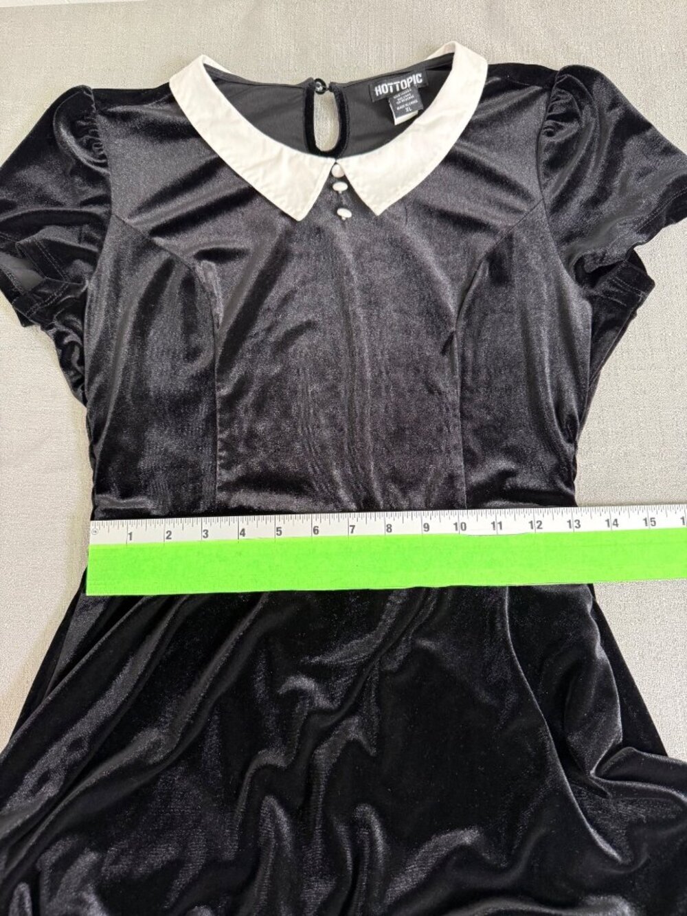 Black velvet w/white collar short dress Wednesday Addams Halloween Costume XL - Picture 8 of 15